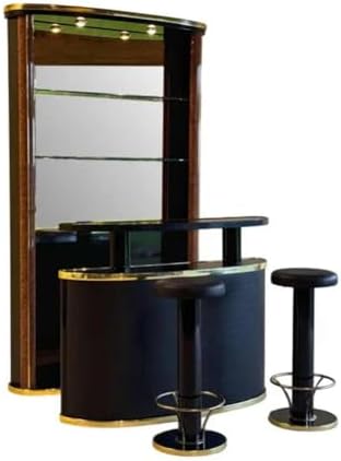 Designer Bar Cabinet Set with Stools – Luxury Art Deco Style Wine Display Unit, Premium Home Bar Furniture System for Living Rooms and Entertainment Spaces : Home &amp; Kitchen