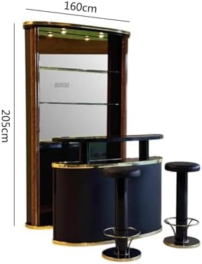 Designer Bar Cabinet Set with Stools – Luxury Art Deco Style Wine Display Unit, Premium Home Bar Furniture System for Living Rooms and Entertainment Spaces : Home &amp; Kitchen