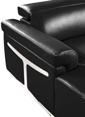 Blackjack Furniture Riccardo 8-Piece Power Reclining Sectional Couch for Living Room with 3 Recliner Seats and 2 Storage Consoles, Top-Grain Italian Leather, Left-Facing Corner Sofa, Black : Home &amp; Kitchen