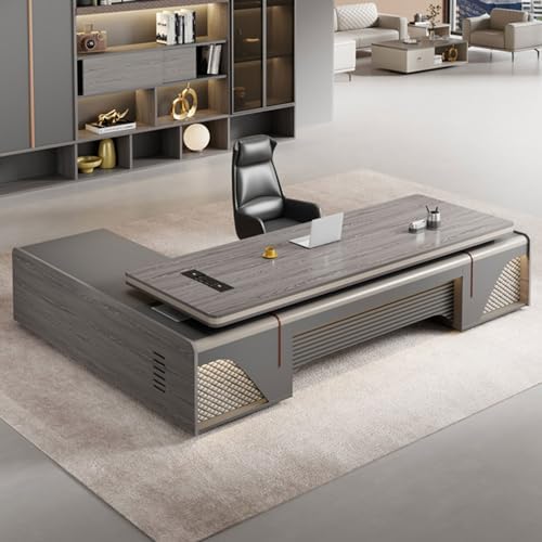 LSIGHTUS Luxury 94 Inch L-Shaped Executive Desk with Lateral File Cabinet, Modern Large Wood Office Desk Gaming Table Business Furniture Set Workstation for Home Office : Home &amp; Kitchen
