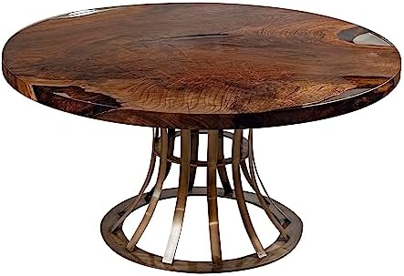 - Angora Round Walnut Table, Mid Century Modern Style, 100% Black Walnut Table for Living Room &amp; Dining Room, Natural Walnut Wood Furniture Made in Turkey - Tables