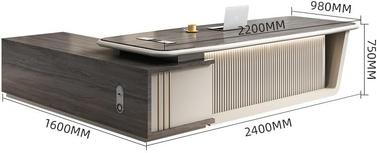 Modern Executive Desk Luxury Executive Office Desk with Light Strip, Modern Executives L-Shaped Home Office Desks, Storage Boss Table Computer Desk Home Office Furniture with Drawers for Business Offi : Home &amp; Kitchen