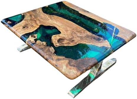 Customized Live Edge Green Epoxy Resin Dining Table Top, Personalized Table, Ocean Table, Sea Table, Custom Table, Kitchen Table, Home Decor, Luxury Resin Art Furniture, Wood Table (60x150 inch) : Home &amp; Kitchen
