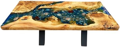 Custom Poplar Wood River Blue Tropical Design Aquarium Epoxy Dining Table, Custom Live Edge Epoxy Table Top, Ocean Table, Kitchen Table, Luxury Resin Art Furniture, Wood Table (60x150 inch) : Home &amp; Kitchen