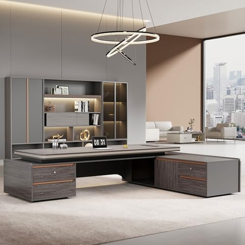 LSIGHTUS Luxury 94 Inch L-Shaped Executive Desk with Lateral File Cabinet, Modern Large Wood Office Desk Gaming Table Business Furniture Set Workstation for Home Office : Home &amp; Kitchen