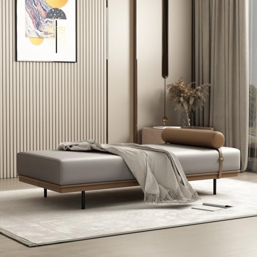 JOSOGO Chaise Lounge Bench, Faux Leather Accent Furniture – Window Seat with Bolster Pillow, Sturdy Metal Legs, 5 Color Choices,for Living Room Bedroom(D,180x50x42cm) : Home &amp; Kitchen