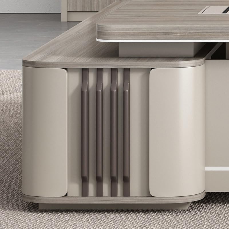 Modern Executive Desk 102IN Large Home Office Computer Desks, Modern L Shaped Executive Desk, Business Luxury Furniture Workstation Desk with Cable Management and Drawers for Business Office Large(102 : Home &amp; Kitchen