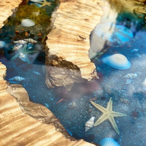 Custom Poplar Wood River Blue Tropical Design Aquarium Epoxy Dining Table, Custom Live Edge Epoxy Table Top, Ocean Table, Kitchen Table, Luxury Resin Art Furniture, Wood Table (60x150 inch) : Home &amp; Kitchen