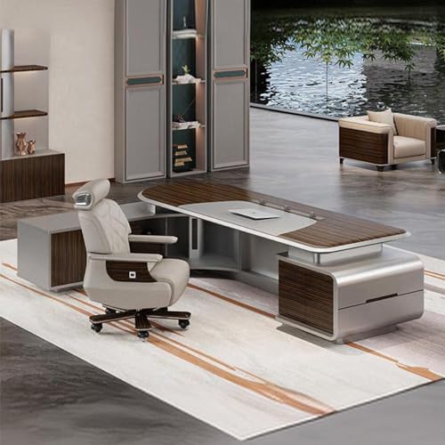 LSIGHTUS Luxury L Shaped Executive Office Desk Computer Desk with Lateral Cabinet Writing Study Table Business Furniture Set for CEO Boss : Home &amp; Kitchen