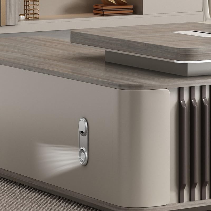 Modern Executive Desk 102IN Large Home Office Computer Desks, Modern L Shaped Executive Desk, Business Luxury Furniture Workstation Desk with Cable Management and Drawers for Business Office Large(102 : Home &amp; Kitchen
