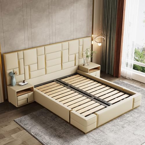 HONGYISHI Luxury Beds Modern Leather Storage Living Room Double Beds Minimalist Nordic Dormitorio Furnitures for Bedroom : Home &amp; Kitchen