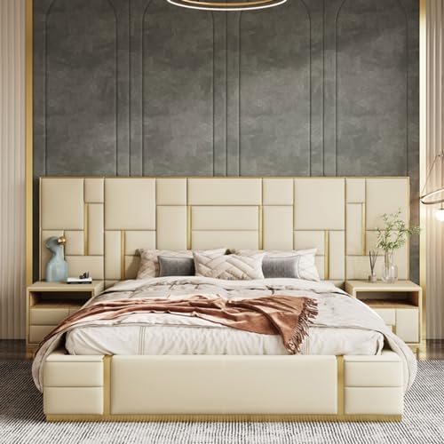 HONGYISHI Luxury Beds Modern Leather Storage Living Room Double Beds Minimalist Nordic Dormitorio Furnitures for Bedroom : Home &amp; Kitchen