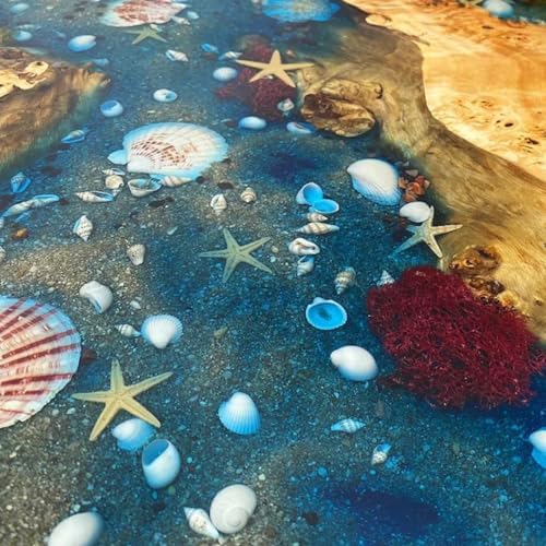 Custom Poplar Wood River Blue Tropical Design Aquarium Epoxy Dining Table, Custom Live Edge Epoxy Table Top, Ocean Table, Kitchen Table, Luxury Resin Art Furniture, Wood Table (60x150 inch) : Home &amp; Kitchen
