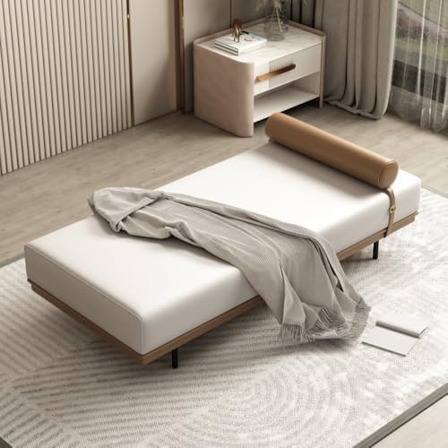 JOSOGO Chaise Lounge Bench, Faux Leather Accent Furniture – Window Seat with Bolster Pillow, Sturdy Metal Legs, 5 Color Choices,for Living Room Bedroom(D,180x50x42cm) : Home &amp; Kitchen