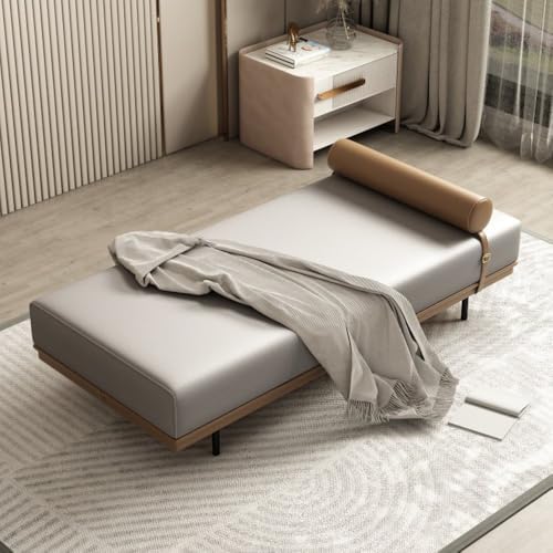 JOSOGO Chaise Lounge Bench, Faux Leather Accent Furniture – Window Seat with Bolster Pillow, Sturdy Metal Legs, 5 Color Choices,for Living Room Bedroom(D,180x50x42cm) : Home &amp; Kitchen