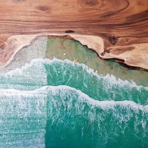 Customized Live Edge Epoxy Dining Table Top, Personalized Table, Green Ocean Table, Sea Table, Sofa Table, Kitchen Table, Home Decor, Luxury Resin Art Furniture, Wood Table (60x150 inch) : Home &amp; Kitchen