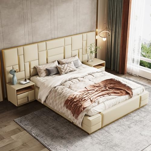 HONGYISHI Luxury Beds Modern Leather Storage Living Room Double Beds Minimalist Nordic Dormitorio Furnitures for Bedroom : Home &amp; Kitchen
