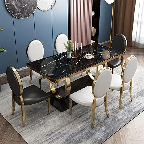 HCZKIUJ Table Luxury Dining Table for Dining Room Furniture Set Marble Table Top Metal Table Frame Designer Dining Chairs : Home &amp; Kitchen