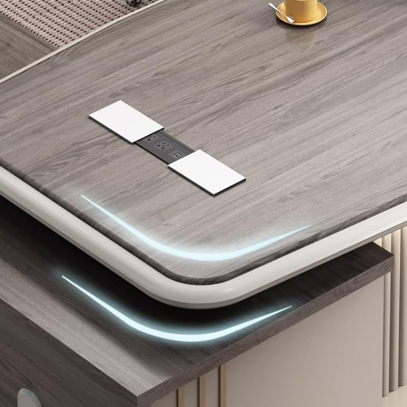 Modern Executive Desk Luxury Executive Office Desk with Light Strip, Modern Executives L-Shaped Home Office Desks, Storage Boss Table Computer Desk Home Office Furniture with Drawers for Business Offi : Home &amp; Kitchen