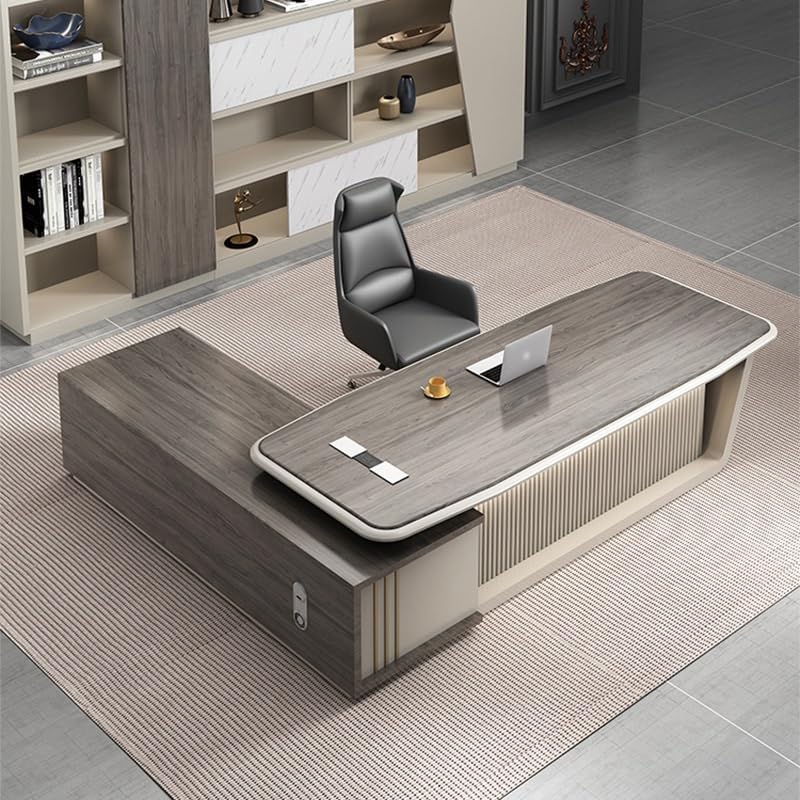 Modern Executive Desk Luxury Executive Office Desk with Light Strip, Modern Executives L-Shaped Home Office Desks, Storage Boss Table Computer Desk Home Office Furniture with Drawers for Business Offi : Home &amp; Kitchen