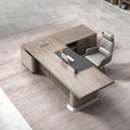 Modern Executive Desk Modern L-Shape Office Executive Desk, 102.3in Luxury Wood Computer Business Desks with Secure Drawer, Boss Table Office Furniture, CPU Cabinet and Cord Management Without Chairs : Home &amp; Kitchen