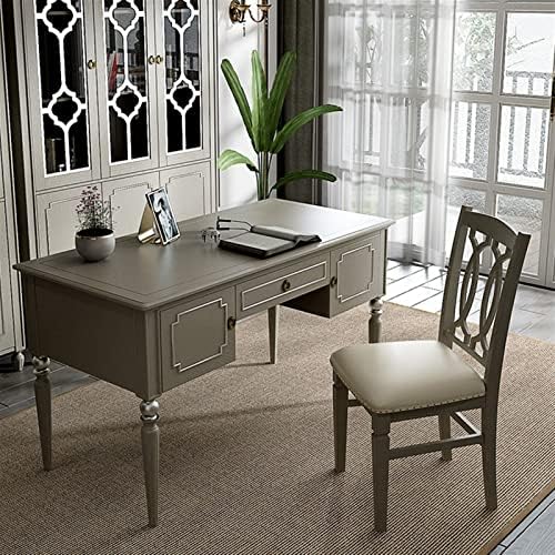 Computer Desk Light Luxury Solid Wood Desk Study Furniture Retro Household Writing Desk Laptop Desk with Drawer and 2 Small Lockers Exquisite Retro Round Handles Writing Table (Color : 140CM) : Home &amp; Kitchen