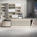 Modern Executive Desk Luxury Executive Office Desk with Light Strip, Modern Executives L-Shaped Home Office Desks, Storage Boss Table Computer Desk Home Office Furniture with Drawers for Business Offi : Home &amp; Kitchen
